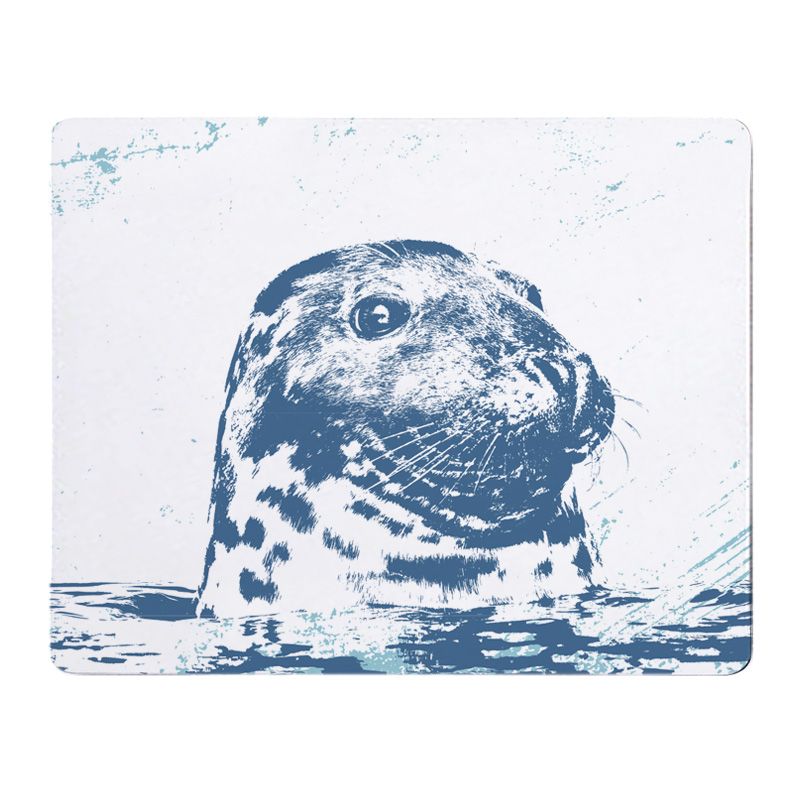 Grey Seal Placemat - Blue & White Melamine - Nautical Style