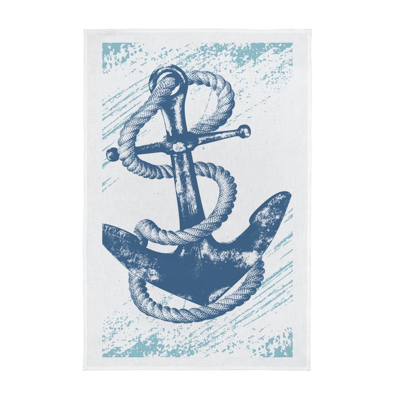 Nautical Full Colour Printed Tea Towel - Anchor