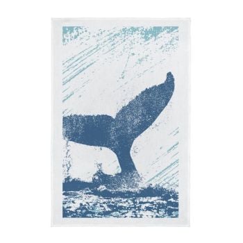 Nautical Full Colour Printed Tea Towel - Whale's Tail 