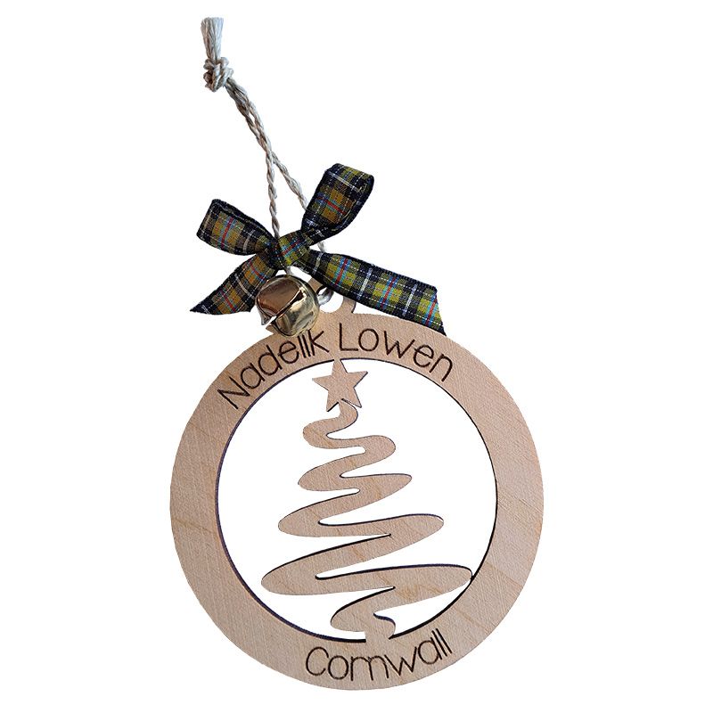 Wooden Cornish Christmas Hanging - Nadelik Lowen