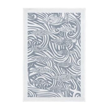 Shoal of Fish Screen Printed Tea Towel - Grey