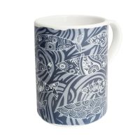 A Stunning Porcelain Mug - Dark Grey Shoal Design