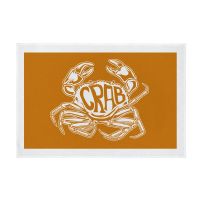 NEW - Crab Screen Printed Tea Towel - Orange