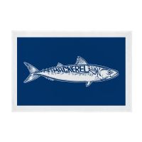 NEW - Mackerel Screen Printed Tea Towel - Navy