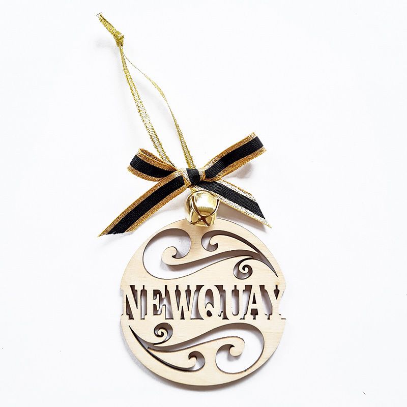 Fancy Christmas Wooden Hanging - Newquay Bauble