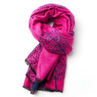 Luxury Mulberry Trees Scarf in Fuschia
