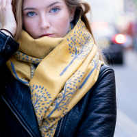 Luxury Mulberry Trees Scarf in Mustard