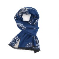Luxury  Mulberry Trees Scarf in Navy