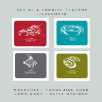 4 Cornish Seafood Placemats - Full Colour Melamine - Nautical Style