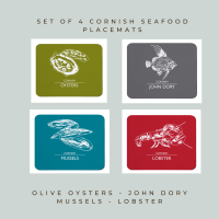 4 Cornish Seafood Placemats - Full Colour Melamine - Nautical Style