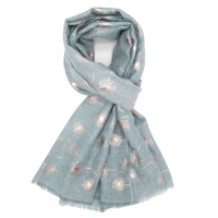 Super soft Dandelions design scarf in duck egg blue