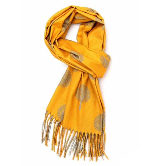 Super soft Tree of Life design scarf in yellow