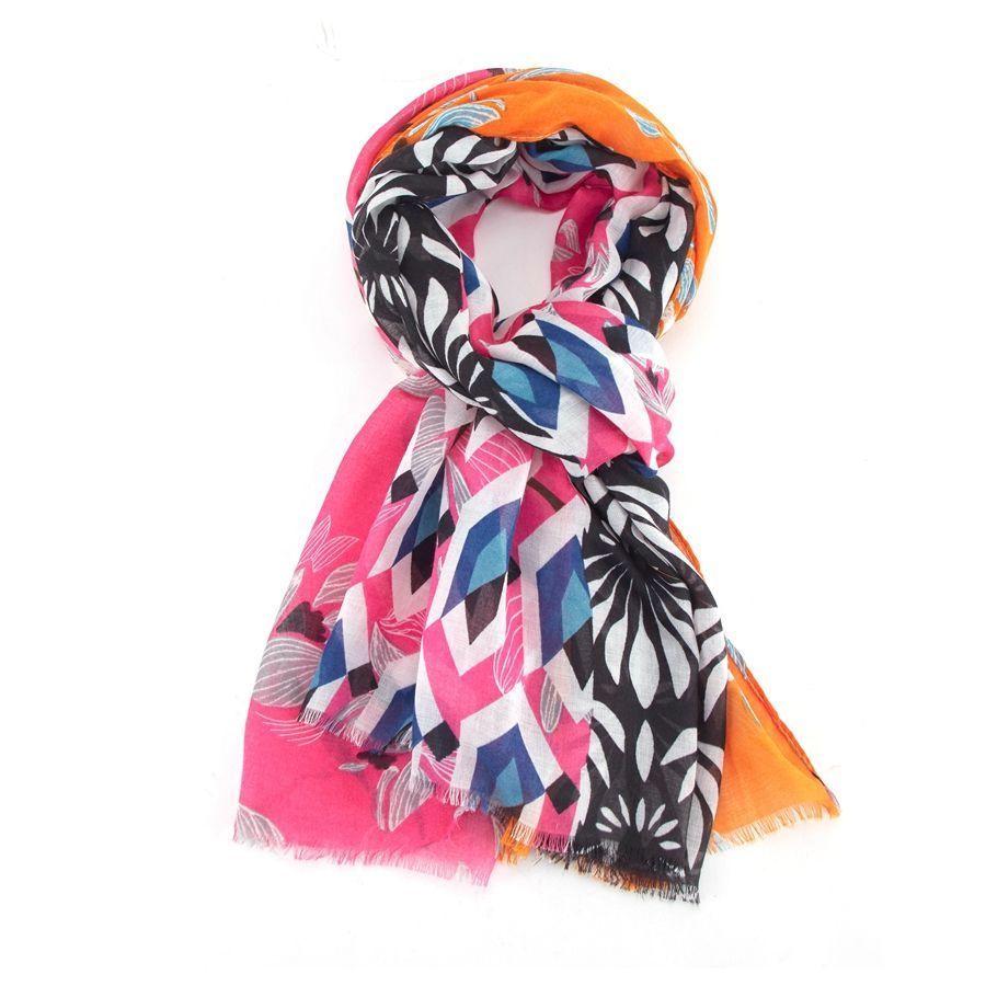 Super soft Lotus design scarf in coral and orange