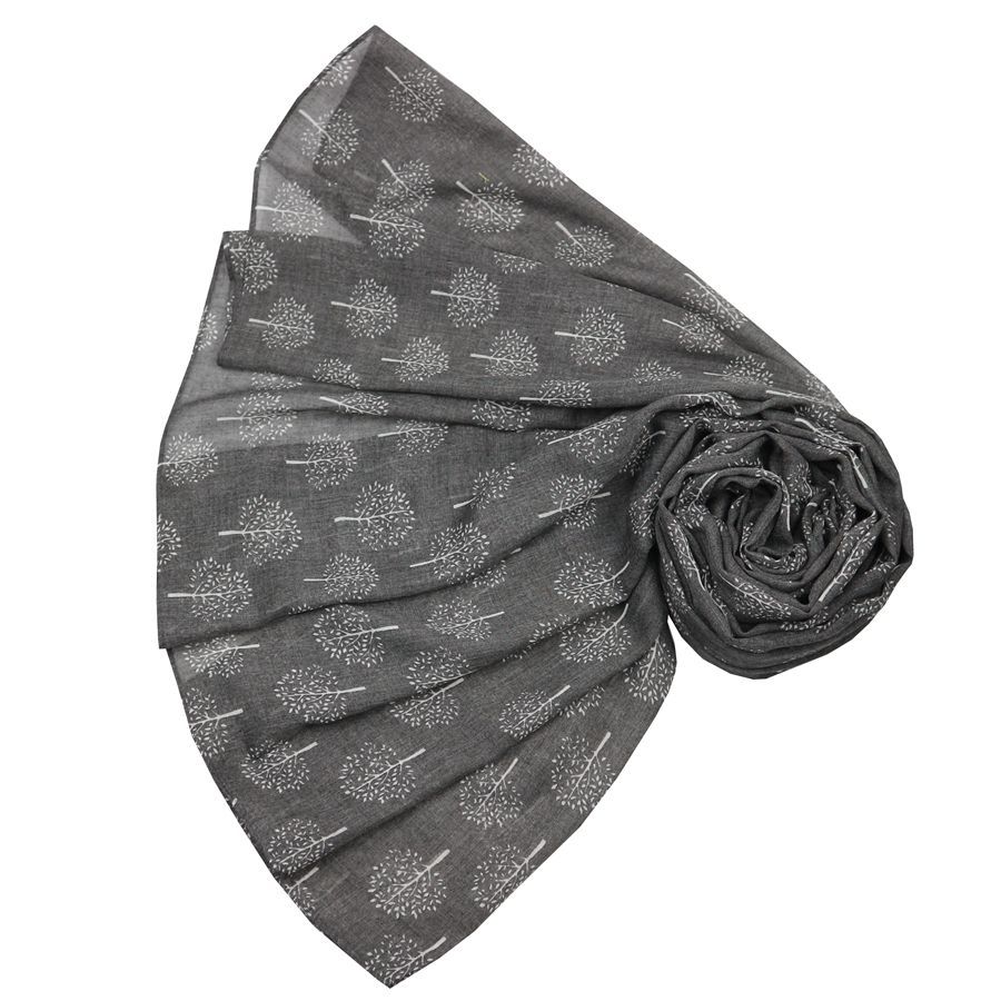 Super soft mulberry trees design scarf in grey