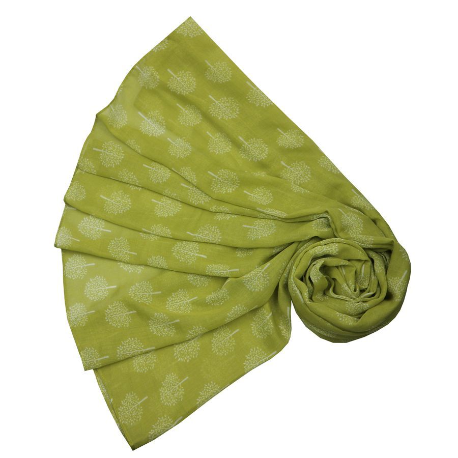 Super soft mulberry trees design scarf in green