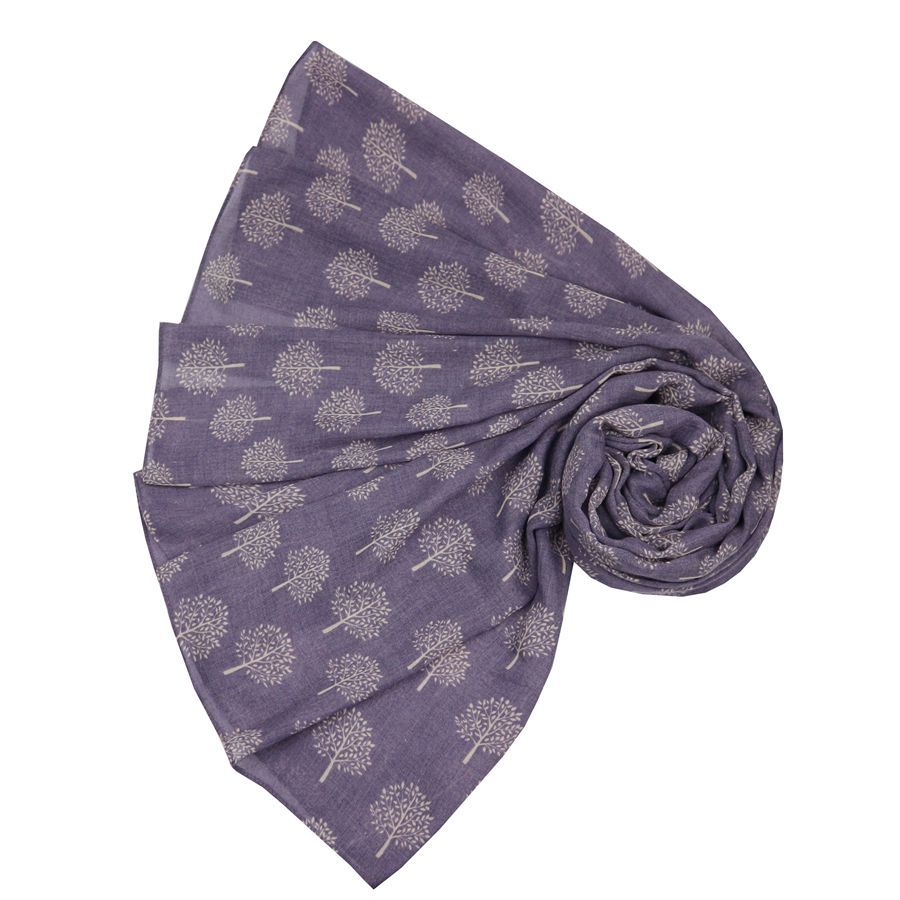Super soft mulberry trees design scarf in purple