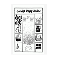 Cornish Pasty Recipe Tea Towel - 100% Cotton