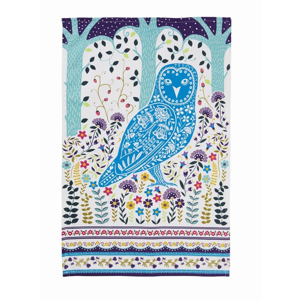 Woodland Owl - Full Colour Tea Towel - 100% Cotton