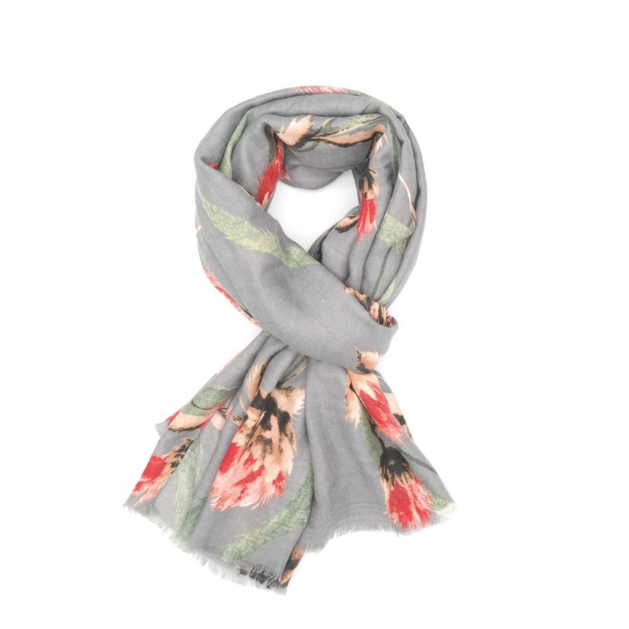 Super soft Thistle design scarf in grey