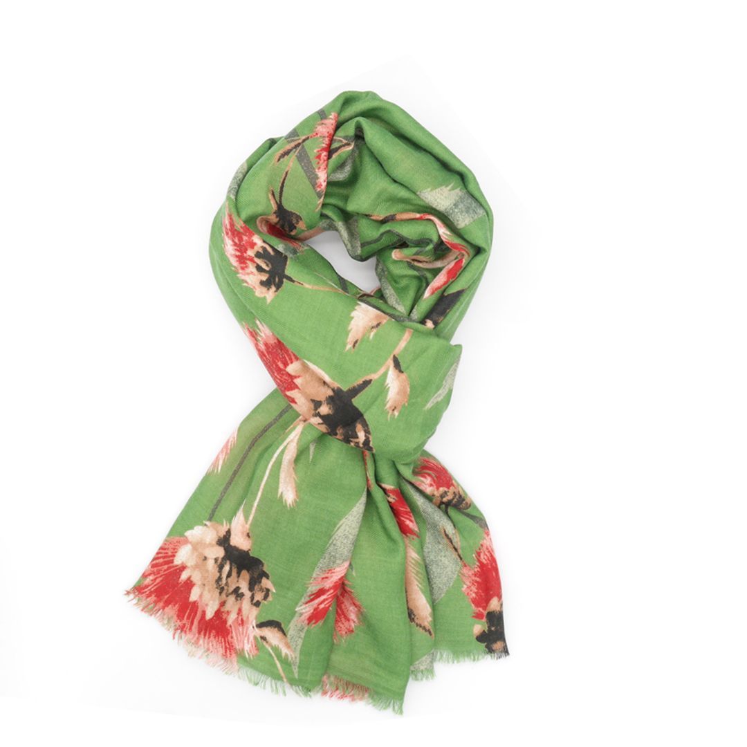 Super soft Thistle design scarf in green