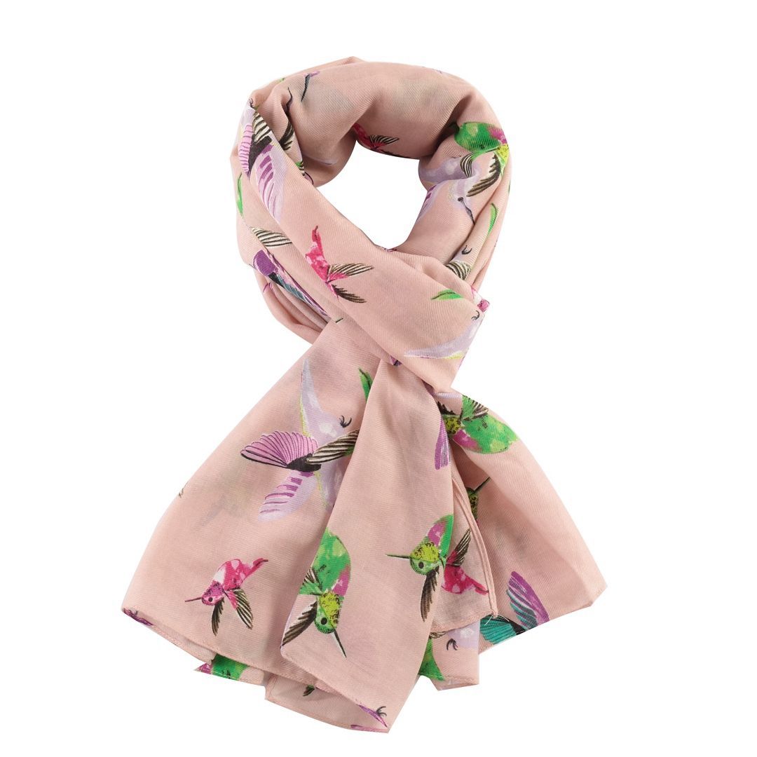 Super soft Hummingbird design scarf in pink