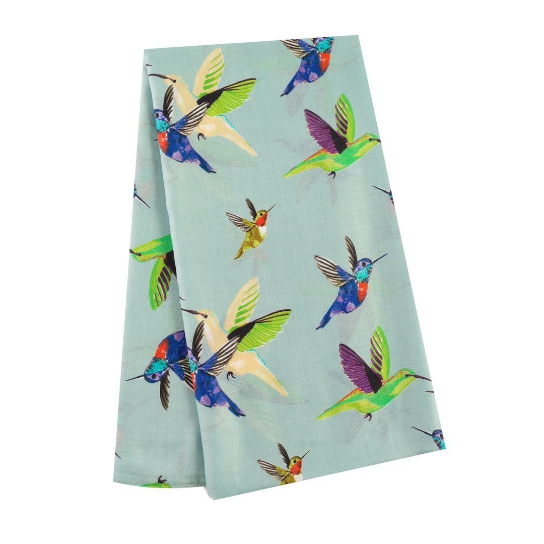 Super soft Hummingbird design scarf in blue