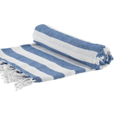 Blue Stripe Turkish Cotton Beach Towel
