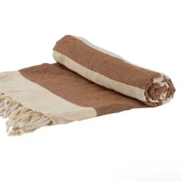 Mocha Stripe Turkish Cotton Beach Towel