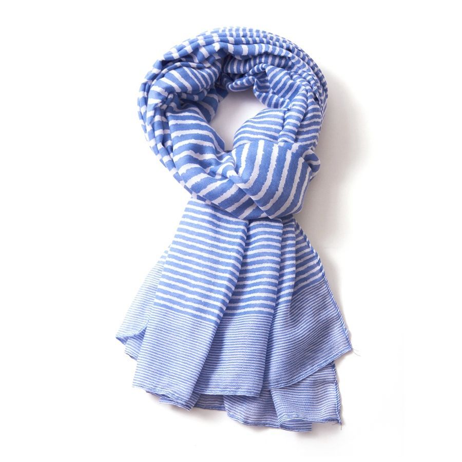 Super soft cross-stripes design scarf in blue