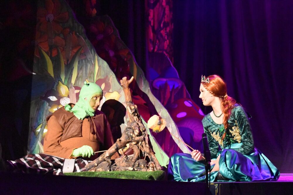 Shrek -A1 STAGE SCENERY AND SET HIRE FOR - SHREK - Fiona and Shrek Campfir