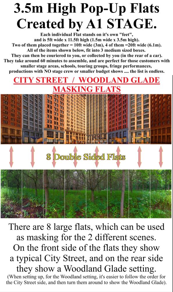 City Street &amp; Woodland Glade - A1 STAGE - POP-UP FLATS 3.5m high - 00 All