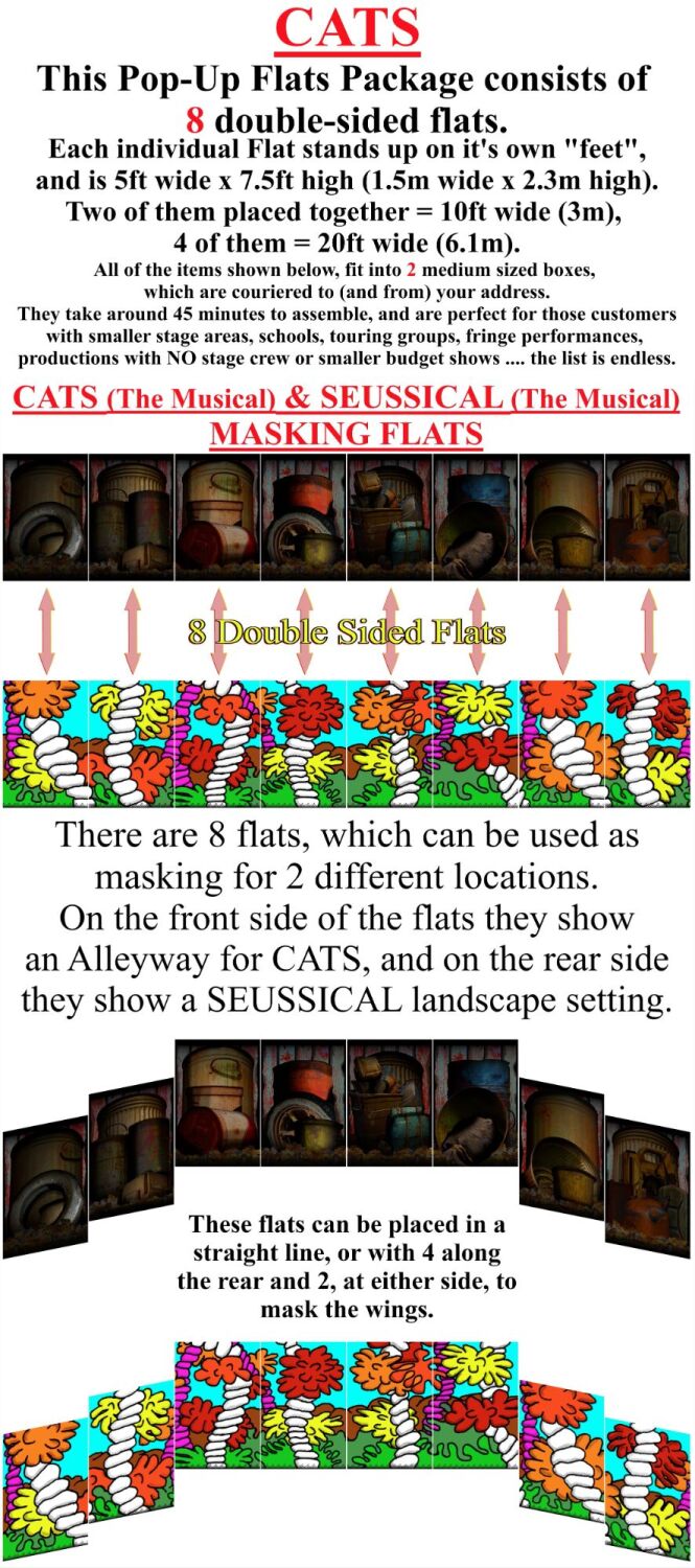 Cats - A1 STAGE - POP-UP FLATS 2.3m high - PHOTOS - 00 All scenery hire fla