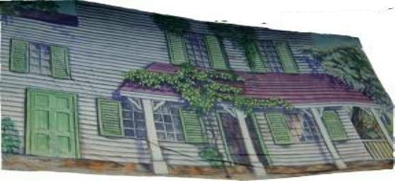 A1 STAGE BACKDROPS - BD017 -White-Wood-Clad House (30ft X 18h).JPG