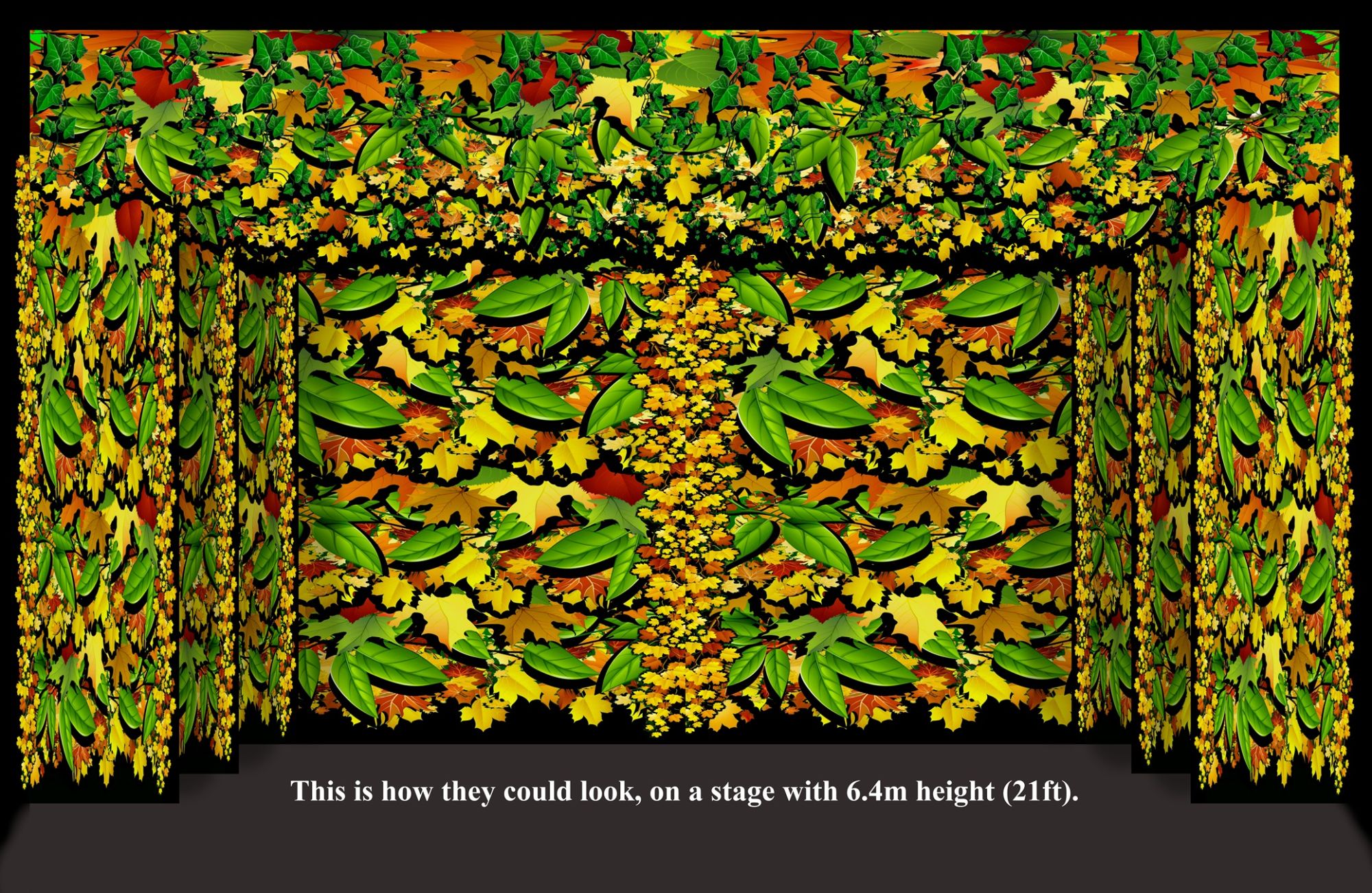 Spamalot - A1 STAGE - BACKDROPS - All leaf Backdrops 21ft high - Copy
