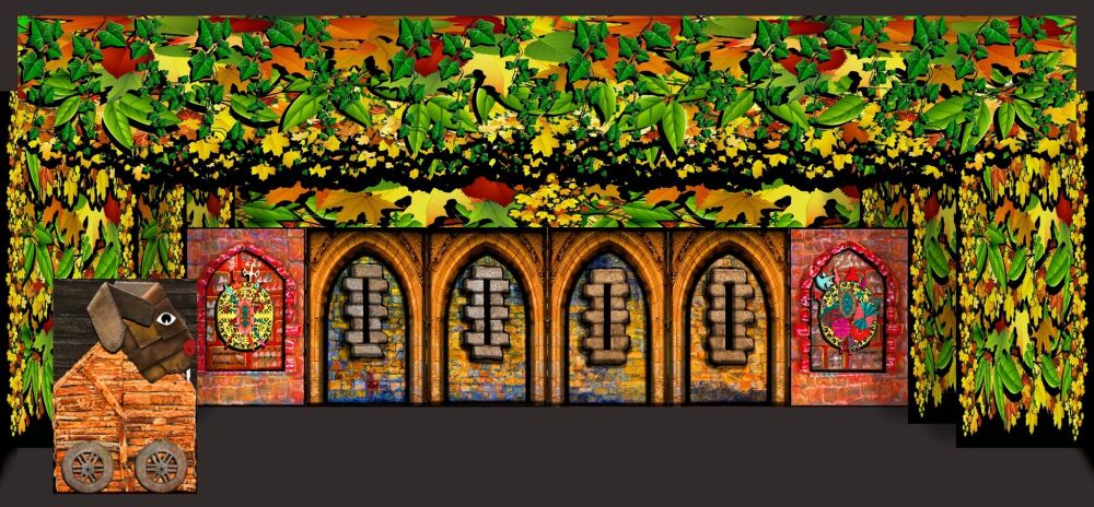 Spamalot - A1 STAGE - with BACKDROPS 3 - PHOTOS - 05 Wooden Rabbit
