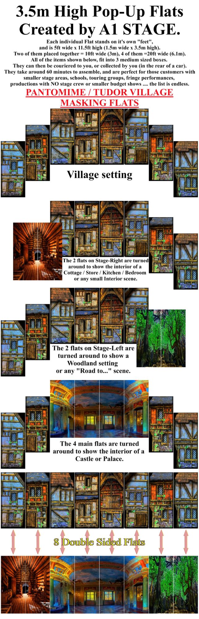 Pantomime &amp; Tudor Village - A1 STAGE - POP-UP FLATS 3.5m high - 00 All sce