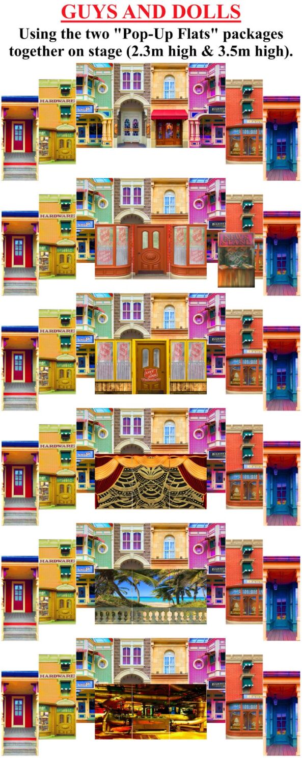 Guys and Dolls - A1 STAGE - Both POP-UP FLATS 2.3m high &amp; 3.5m - FLATS