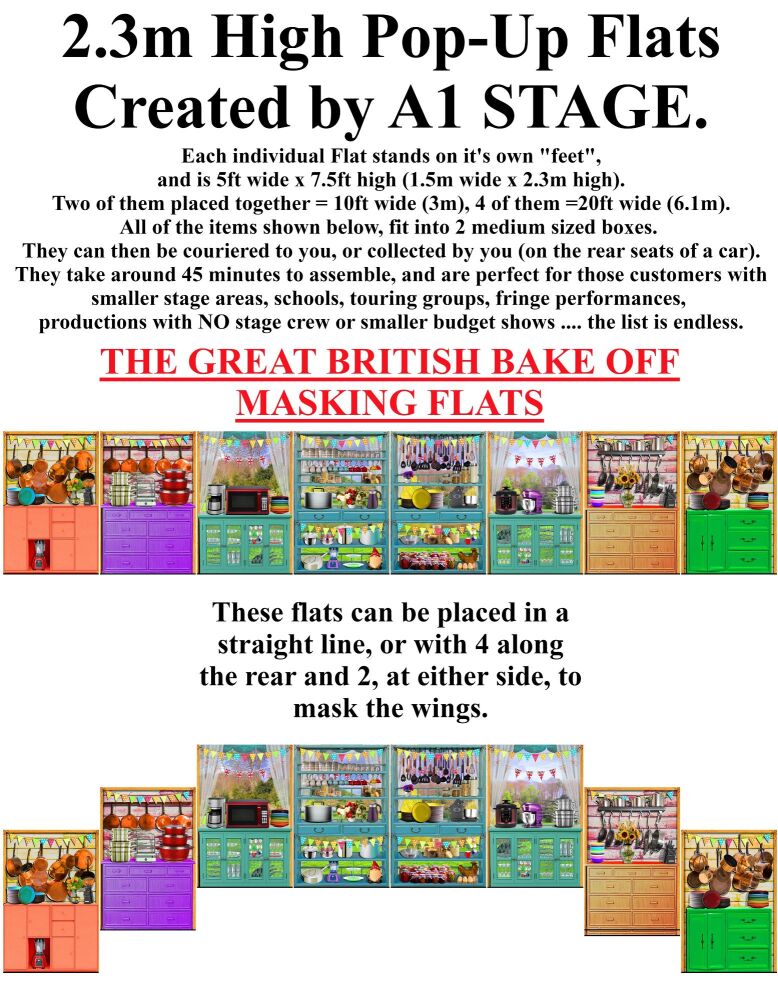 Great British Bake Off - A1 STAGE - POP-UP FLATS 2.3m high - 00 All scener