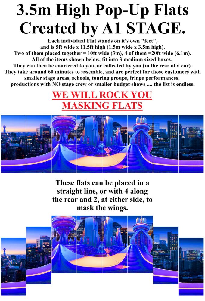 We Will Rock You - A1 STAGE - POP-UP FLATS 3.5m high - 00 All scenery hire