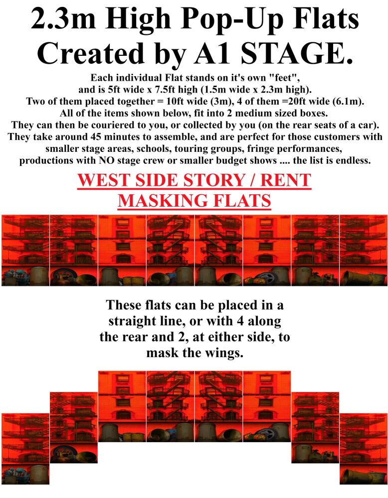 West Side Story &amp; Rent - A1 STAGE - POP-UP FLATS 2.3m high - 00 All scener