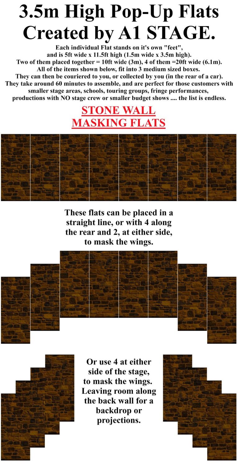 Stone Walls - A1 STAGE - POP-UP FLATS 3.5m high - 00 All scenery hire flat