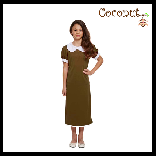 Evacuee Girl Brown Child Costume