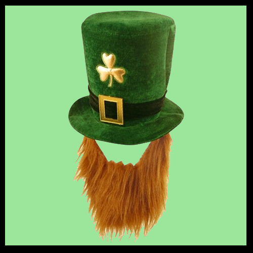 Deluxe Velvet Shamrock Top Hat With Beard
