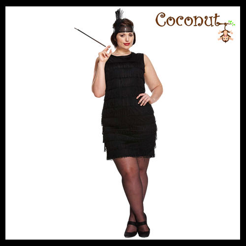 Black Flapper Lady Plus Size Adult Costume