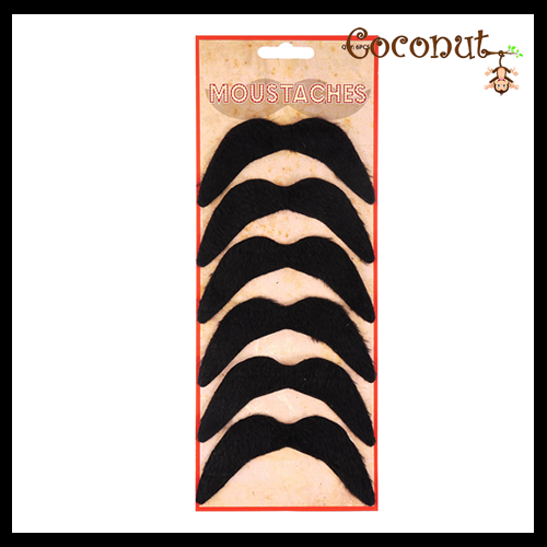 6 Piece Black Moustache Set