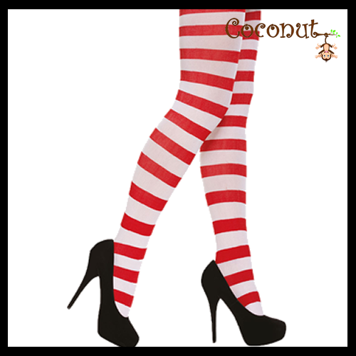 Red and White Striped Tights