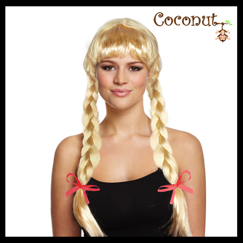 Long Blonde Plaits With Red Bows