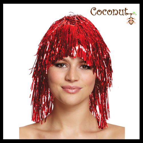 Tinsel Wig Red