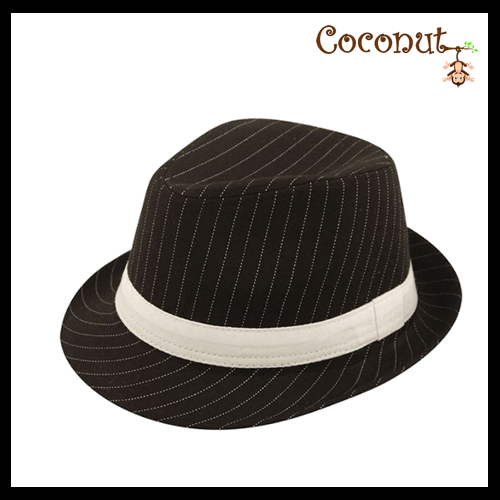 Black Gangster Hat With White Band