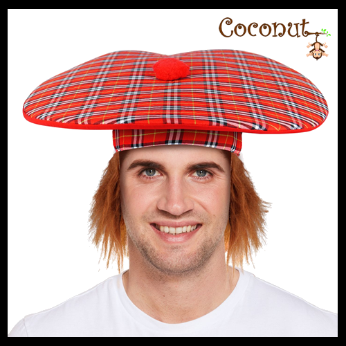 tartan hat with red hair